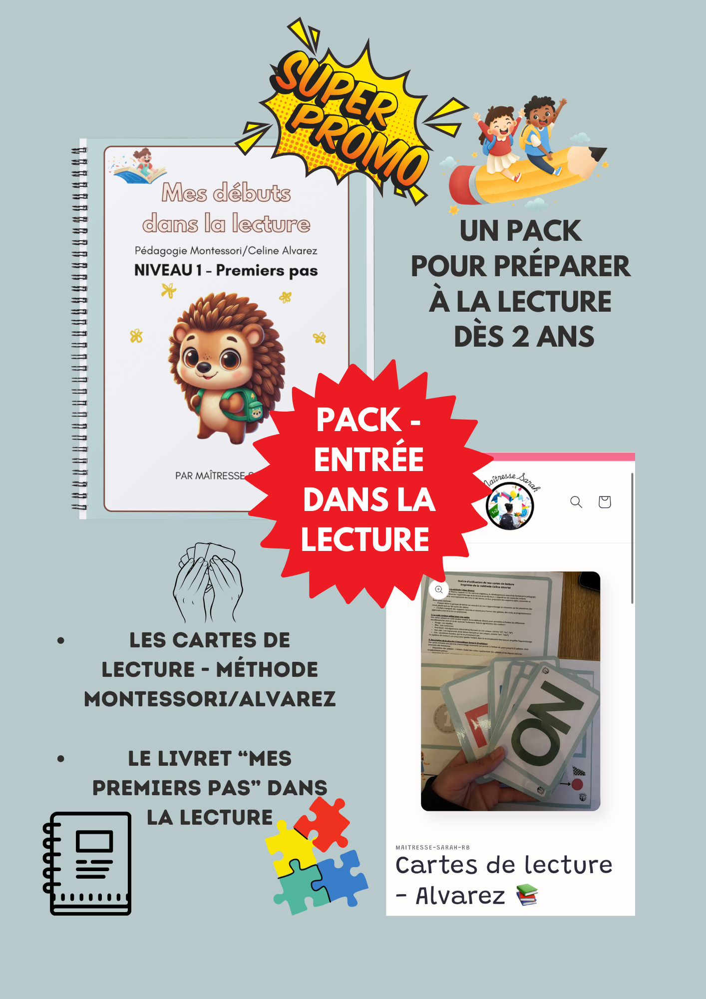 Pack "Mes premiers pas vers la lecture" - Dès 2 ans 📖🦔