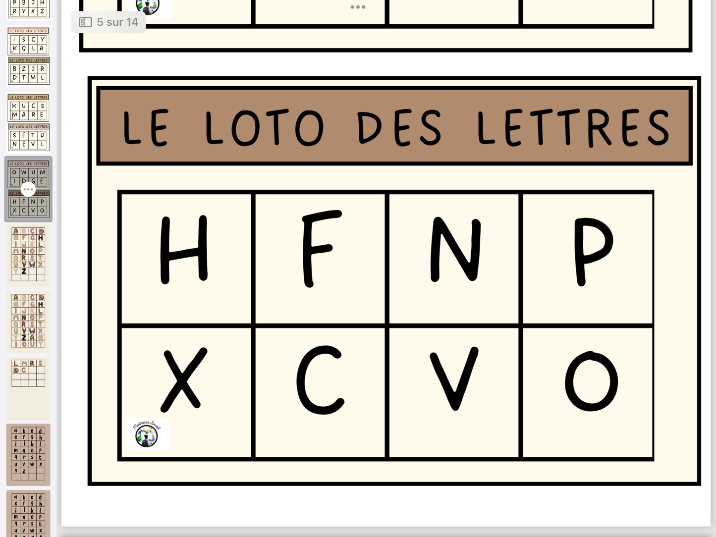 Ateliers PDF - le loto des lettres