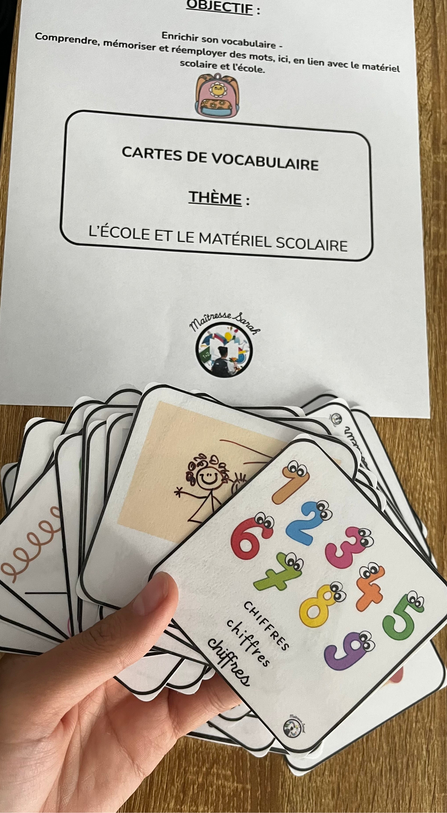 36 cartes de vocabulaire – Thème : L’école et le matériel scolaire (PDF)