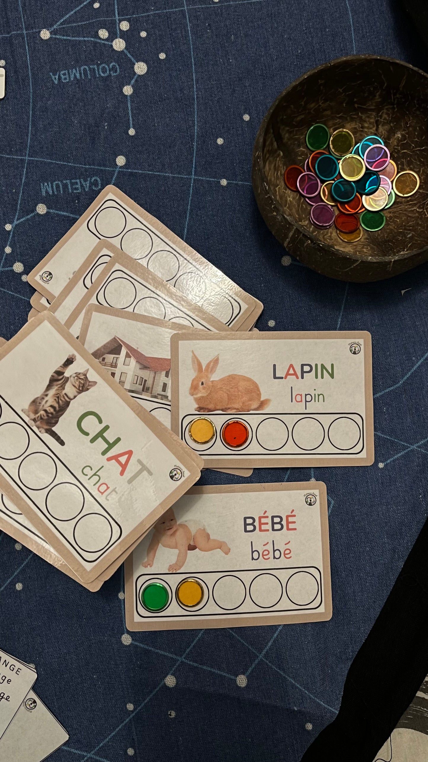 Cartes lecture et phonologie - Je lis, je scande et dénombre des syllabes.
