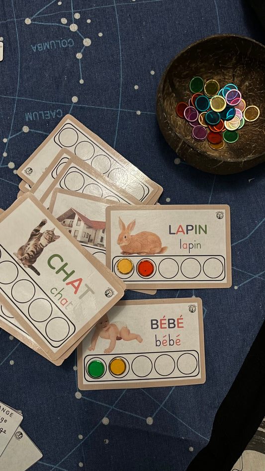 Cartes lecture et phonologie - Je lis, je scande et dénombre des syllabes.